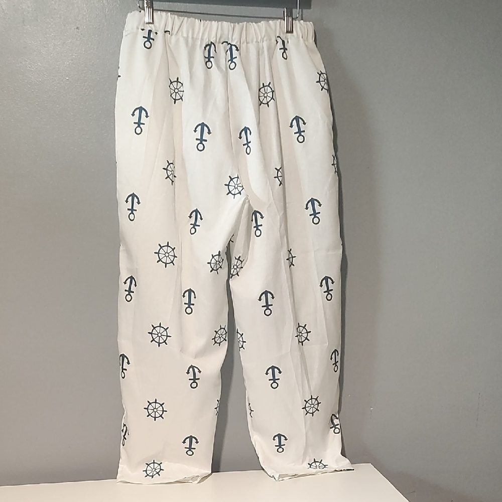Nautical Print Women's White Sailor Pants - Picture 14 of 17
